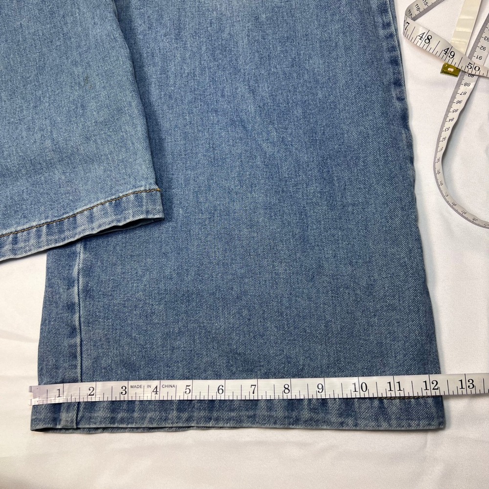 Von Dutch Wide Leg Jeans Womens 13 Blue Medium Wash Y2K Baggy Logo Patch Graphic - Picture 11 of 16